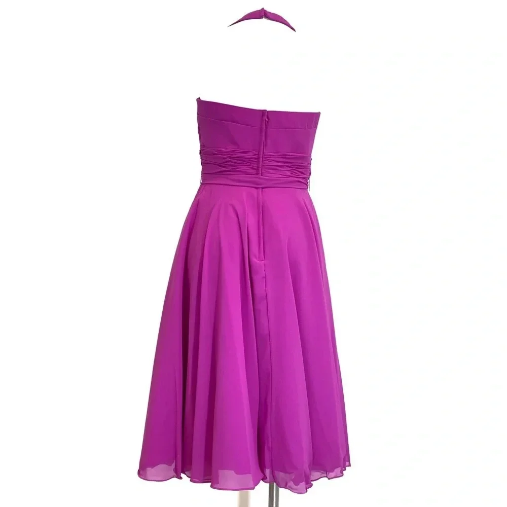 Mori Lee Knee Length Halter Chiffon Dress NWT - Picture 3 of 8